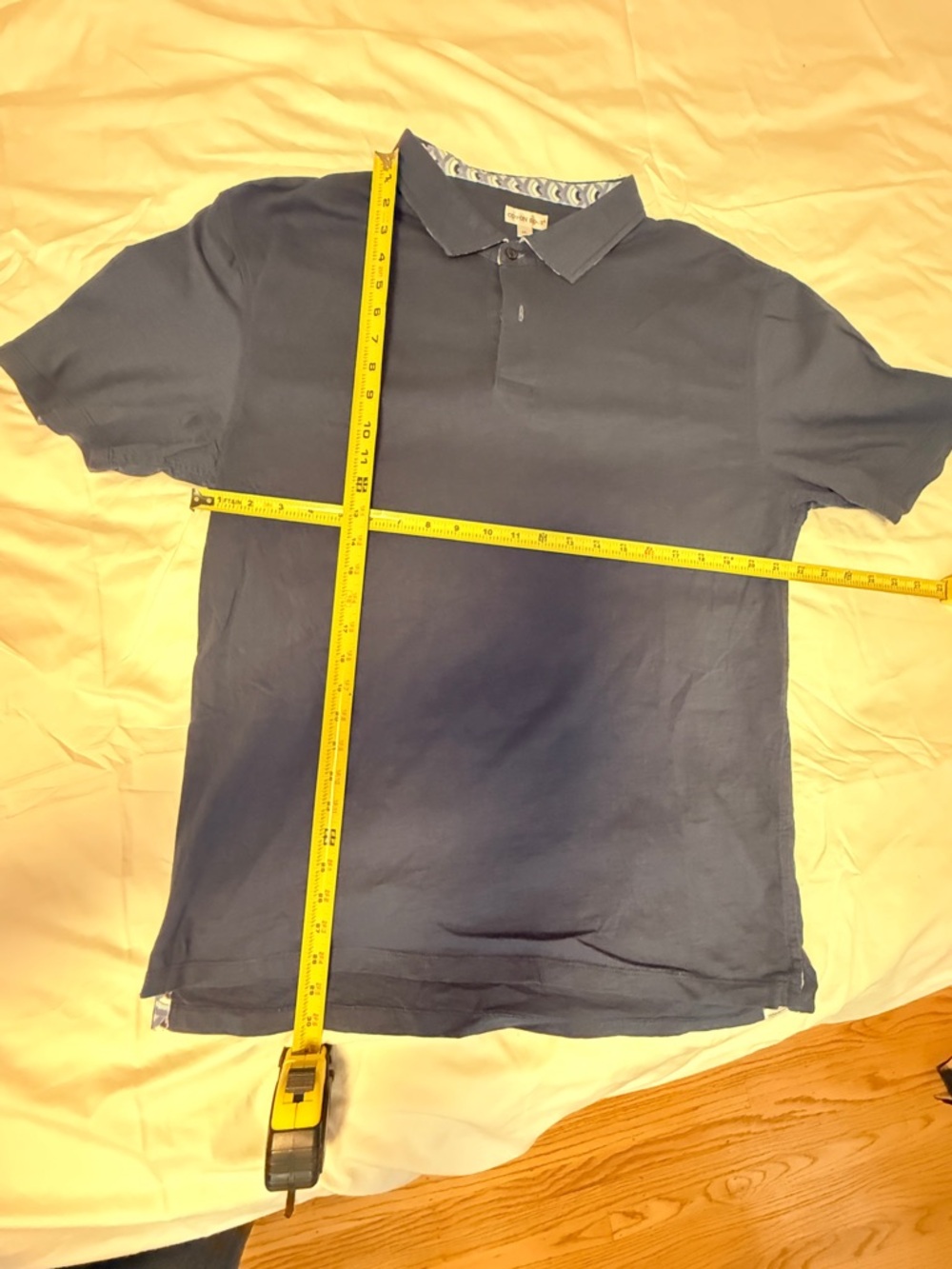 Men's Navy Polo Shirt with Contrast Collar Trim